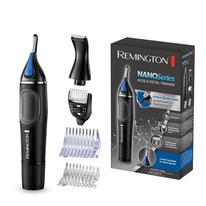 Remington trymer do nosa, uszu i brwi, stalowe ostrza Advanced Steel, trymer liniowy, na baterie 1x AAA, możliwośc mycia pod bieżącą wodą, czarny, Hygiene Clipper Lithium NanoSeries NE3870