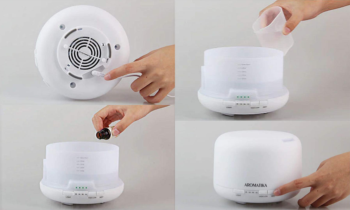 Essential Oil Diffuser 500ml - Ultrasonic Humidification - Aromatherapy Diffuser Humidifier- 7 Color LED Lights - for Room - Home - Office - Yoga - Salon - Spa - Office - Bedroom - Best for Gift