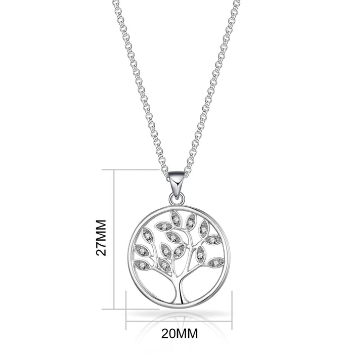 Philip Jones Srebrny naszyjnik z drzewem życia stworzony z austriackimi kryształami