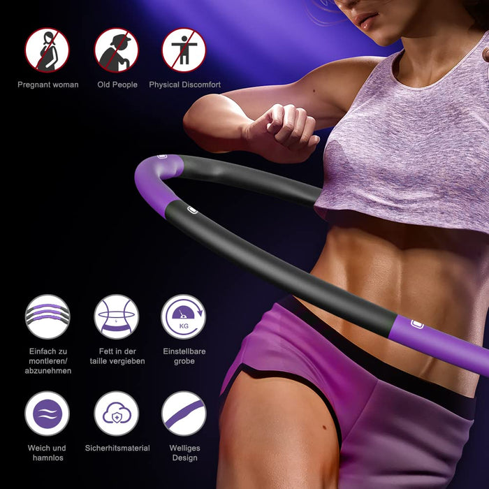 Aiweite Hula Hoop op, hula hop dla dorosłych i dzieci do redukcji wagi i masażu, 6-8-częściowy, zdejmowana obręcz hula hop do fitnessu, treningu, biura lub konturów mięśni brzucha, (1,2 kg)