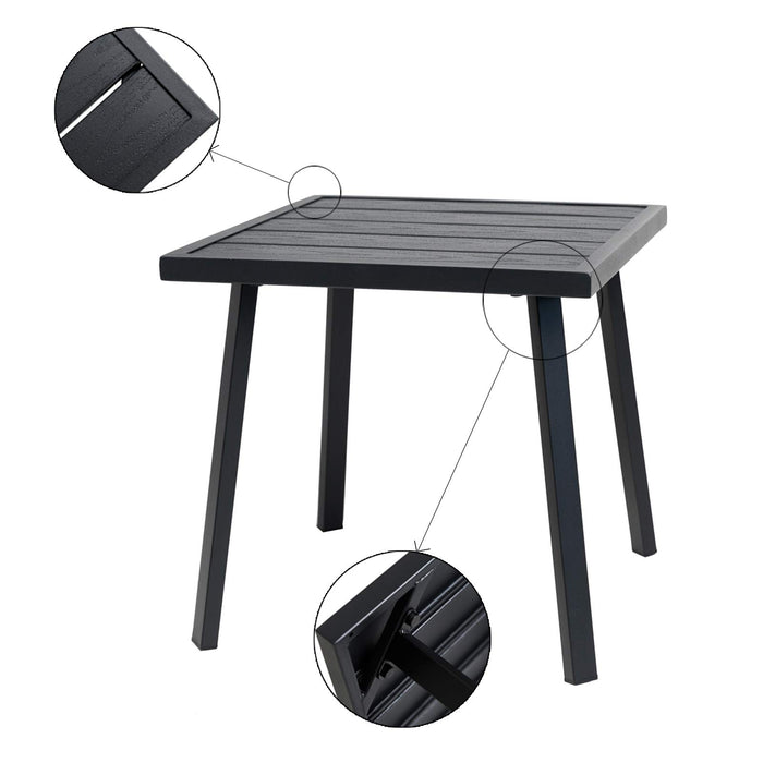 C-Hopetree Mały metalowy stolik pomocniczy do użytku na zewnątrz, kwadratowy, czarny
