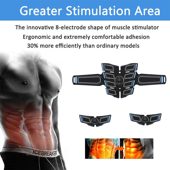 EMS stymulator mięśni, 8 podkładek trener mięśni brzucha toner elektroniczny tonujący paski treningowe domowe urządzenie fitness z USB do ładowania do brzucha nogi mężczyzn i kobiet