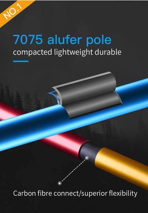 Kijki trekkingowe składane, lekkie, Aonijie aluminiowe kijki turystyczne, 130 cm regulowane, ultralekkie do chodzenia bieganie kijki wyślij 2 szt. para
