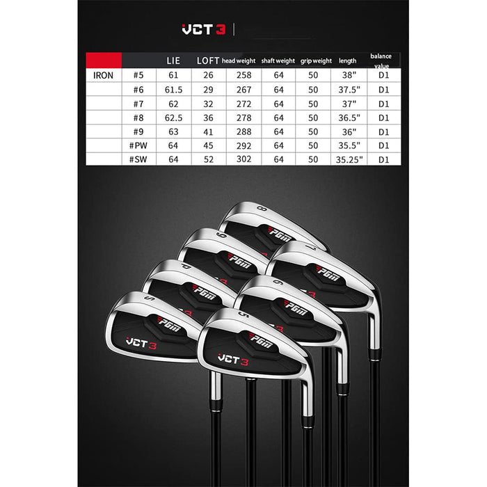 Męskie kije golfowe VCT3 Irons #5/6/7/8/9/P/S praworęczny profesjonalny kij ze stali nierdzewnej/wału węglowego Men Golf Putter Club (5-stal)
