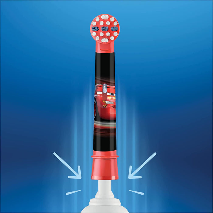 Oral-B Kids Końcówki do Szczoteczek dla Dzieci, 4 Sztuki, z motywem Filmu “Auta”, Oryginalne Wkłady do Elektrycznej Szczoteczki,