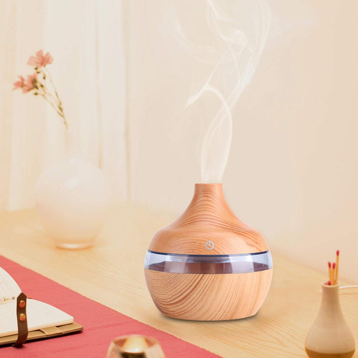 03 Wood Grain 300 ml dyfuzor oleju, nawilżacz zapachowy, dotykowy nawilżacz LED Whisper-Quiet nawilżacz powietrza oczyszczacz powietrza, do domu do biura