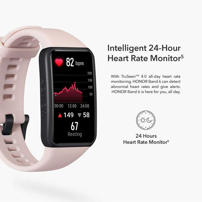 HONOR Band 6 Smartwatch, 1,47’AMOLED, 14-dniową żywotnością baterii Monitorowanie SpO2, Monitor Pracy Serca, 5ATM Fitness Tracker Krokomierz Zegarek Monitory Aktywności Wersja UE