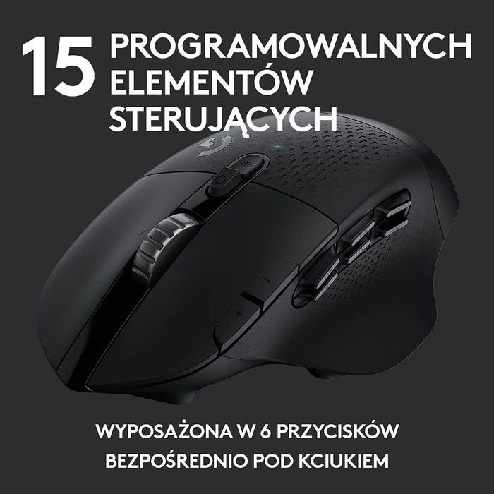 Logitech G604 Lightspeed Wireless Gaming Mouse, Mysz Do Grania, Technologia Lightspeed, Bezprzewodowa, Pc/Mac - Czarny,910-005649