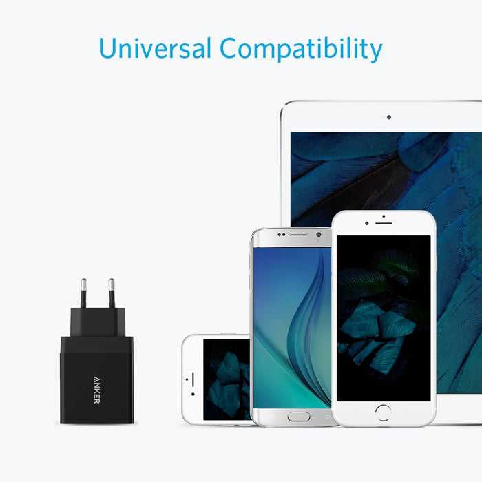 Anker 24W 2-Port USB Ladegerät mit PowerIQ Technologie für iPhone, iPad, Samsung Galaxy, Nexus, HTC, Motorola, LG und viele mehr (Schwarz)