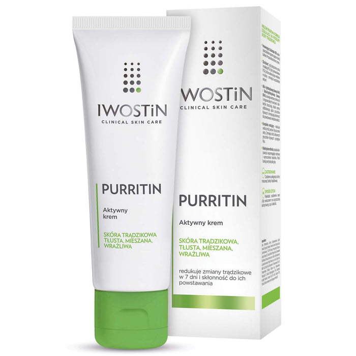 Iwostin Purritin Aktywny Krem - Skóra Trądzikowa, Tłusta, Mieszana 40 ml