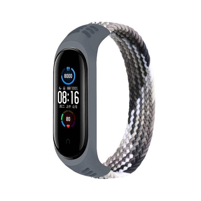 JJB Bransoletka kompatybilna z paskiem Mi Band 5, nylonowa, pleciona bransoletka Solo Loop Pulseira, Miband4 Miband5, opaska na nadgarstek, kompatybilna z paskiem Mi Band 4, 3, 6, (kolor paska: Kolor czarny), Kolor czarny