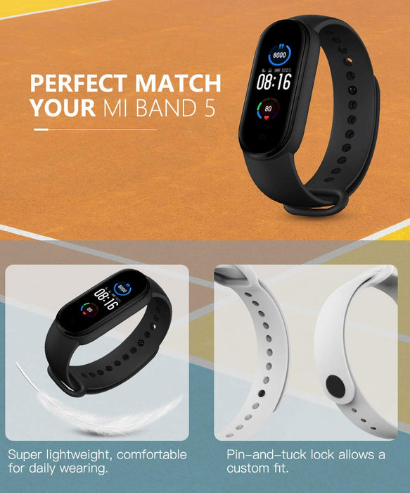 TiMOVO Zamiennik paska kompatybilny z Xiaomi Mi Band 6/Mi Band 5, perforowany, miękki silikonowy pasek na nadgarstek, pasuje do Mi Band 6/5 Smart Band bransoletka