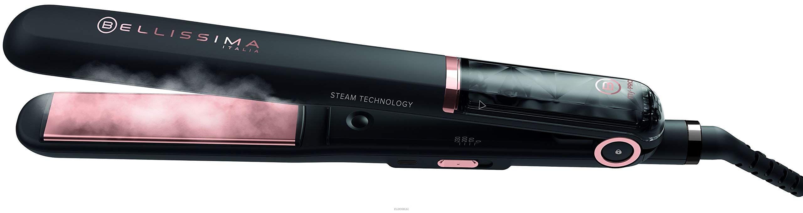 Bellissima My Pro Steam B28 100 prostownica parowa, czarna, 1,8 m, urządzenie do stylizacji włosów (prostownica, para, wszystkie włosy, 170°C, 230°C, czarna)