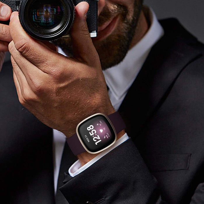 Find-MyWay Bransoletka kompatybilna z Fitbit Versa 3/Sense dla kobiet i mężczyzn, silikonowa, regulowana, akcesoria zamienne (bez zegarka), S/L