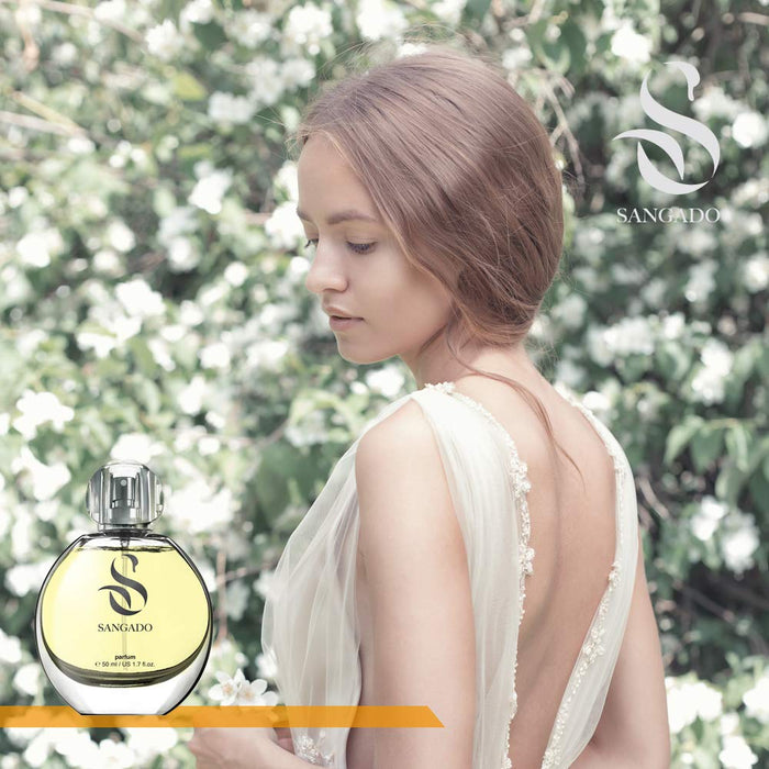 SANGADO jaśminowe perfumy dla pań, utrzymują się przez 8-10 godzin, luksusowe zapachy, kwiaty, delikatne francuskie sceny, ekstra skoncentrowane (perfumy), idealny prezent dla kobiet, spray 50 ml