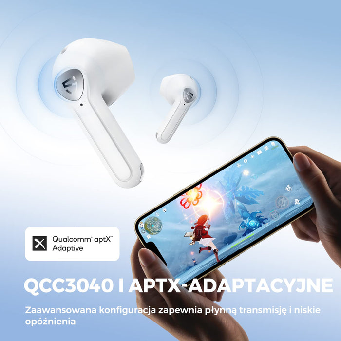 Słuchawki Bluetooth 5.2 SoundPEATS Air 3, Słuchawki Bezprzewodowe Douszne z Qualcomm QCC3040 i aptX-Adaptive, w Wykrywaniu uszu, Podwójne Mikrofony i TrueWireless Mirroring, SoundPEATS APP Tryb Gry