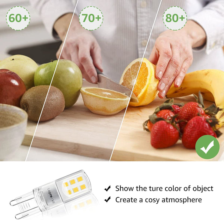 LE Żarówki LED G9, ciepła biała żarówka LED G9, odpowiednik żarówek halogenowych 30 W G9, 2,6 W, 320 lm, energooszczędna żarówka G9 2700 K dla Chanderliers i innych, nie ściemniana, 5 sztuk