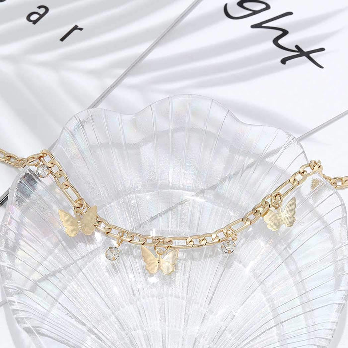 Simsly Frędzel naszyjnik motyl złoty dławik wisiorek naszyjniki łańcuszek biżuteria regulowana dla kobiet i dziewcząt