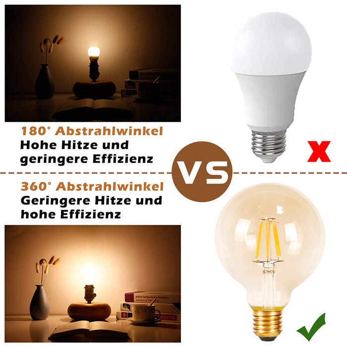 GBLY 2 sztuki LED E27 lampa vintage żarówka - G80 żarówka edison 2700K 4W żarówka ciepła biała filament retro żarówka zabytkowa lampa szklana energooszczędna lampa do domu hotel bar kawiarnia