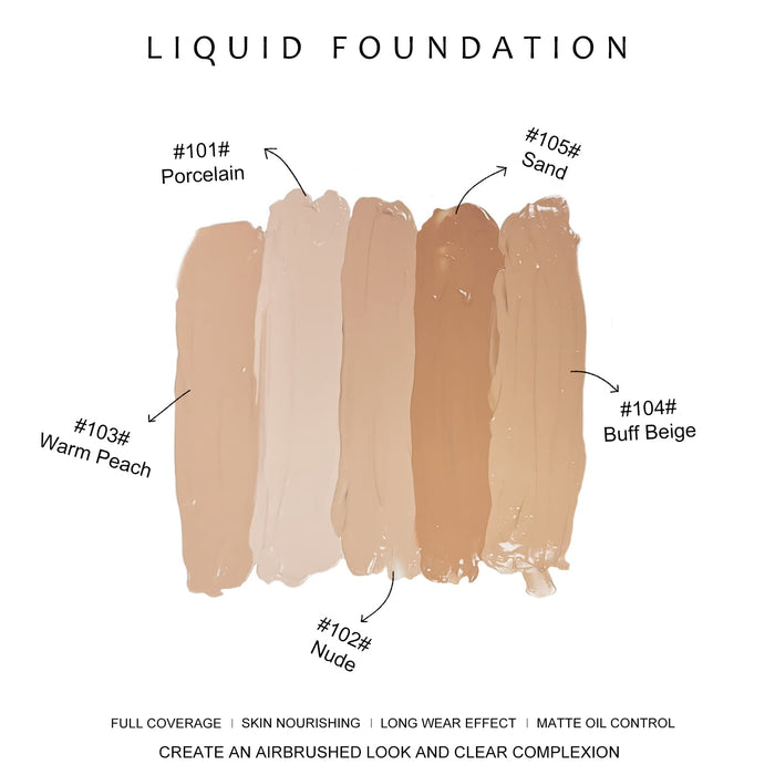 Freeorr Matte Foundation Creme, Matte Oil Control Concealer wodoodporny podkład w płynie, 104 Buff Beige, 30 ml