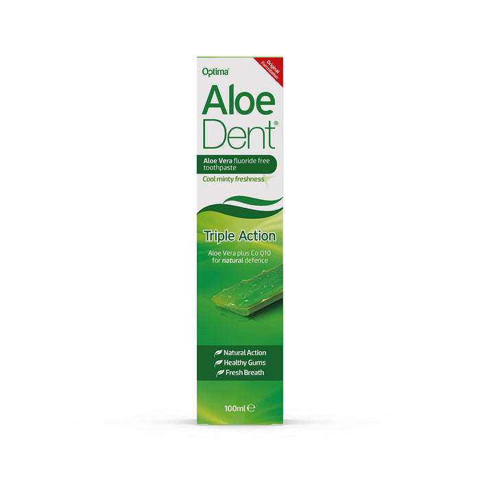 AloeDent Triple Action Aloe Vera pasta do zębów, bez fluoru, 1 opakowanie (1 x 100 ml)