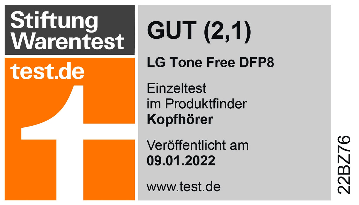LG TONE Free DFP8 słuchawki douszne Bluetooth z MERIDIAN i aktywną redukcją szumów (ANC), kompatybilne z Siri i Google Assistant, TONE-DFP8.CEUFLLK, czarne