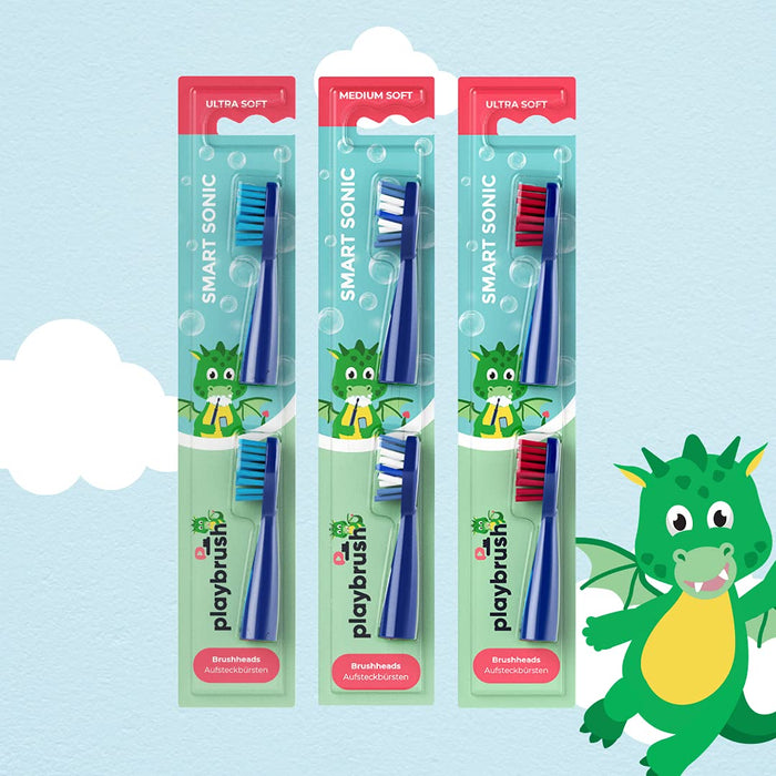 Playbrush Smart Sonic oryginalne końcówki do szczoteczek, 2 sztuki, miękkie, niebieskie