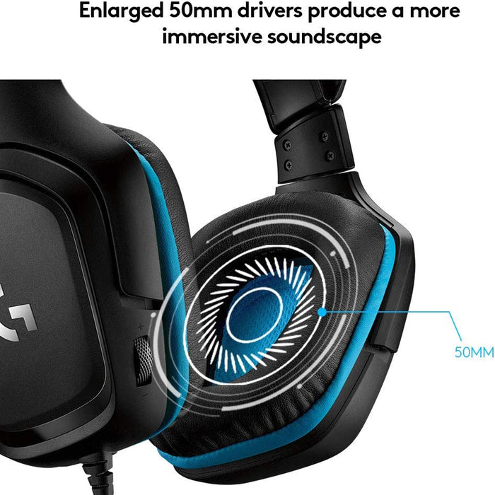 Logitech G432 Gaming Headset Leatherette Zestaw Słuchawkowy Do Gier, 7.1 Surround Sound, Skórzana Poduszka Uszna, Pc/Mac/Ps4/Xbox One/Nintendo Switch/Tablet/Smartphone - Czarny,981-000770