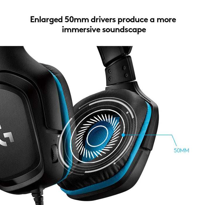 Logitech G432 Gaming Headset Leatherette Zestaw Słuchawkowy Do Gier, 7.1 Surround Sound, Skórzana Poduszka Uszna, Pc/Mac/Ps4/Xbox One/Nintendo Switch/Tablet/Smartphone - Czarny,981-000770