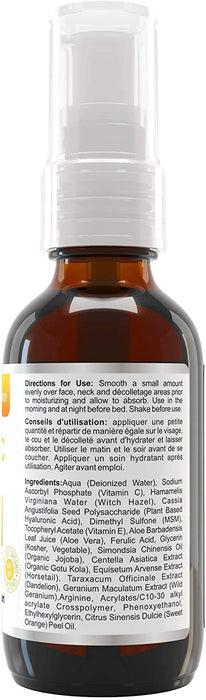 20% Serum z witaminą C - 60 ml / 2 oz Wyprodukowane w Kanadzie – certyfikowane składniki organiczne + 11% kwas hialuronowy + krem nawilżający z witaminą E + formuła przeciwzmarszczkowa, idealne dla Twojej skóry + zawiera pompkę i podajnik