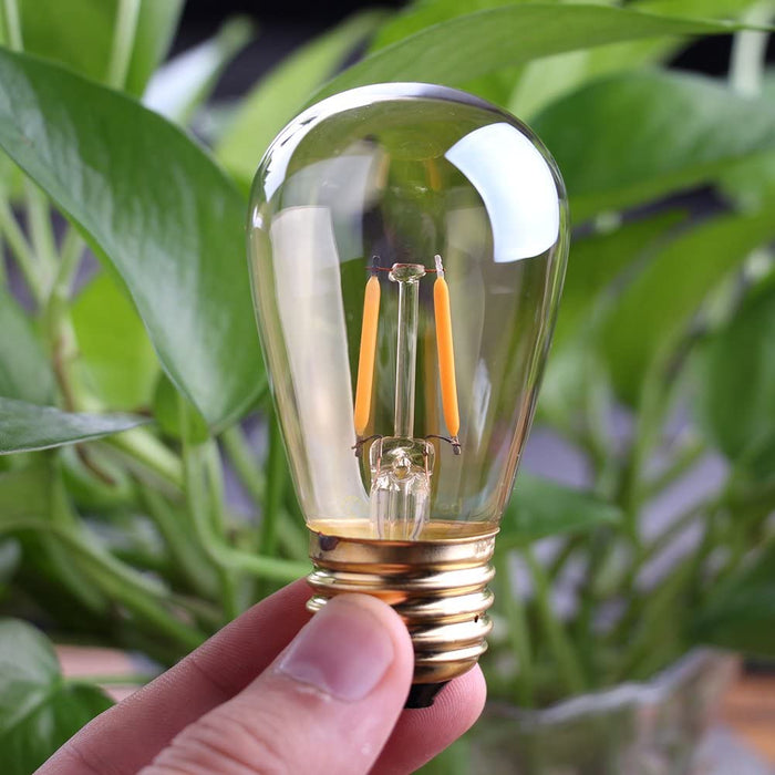 Lampy zewnętrzne, Genixgreen E27 żarówka LED ze śrubą Edisona, 1 W S14 ST45 LED żarnik zamiennik żarówki do łańcucha świetlnego, ciepła biel 2200 K, bursztynowe szkło odpowiada żarówce żarowej 10 W, nie można ściemniać, 6 sztuk
