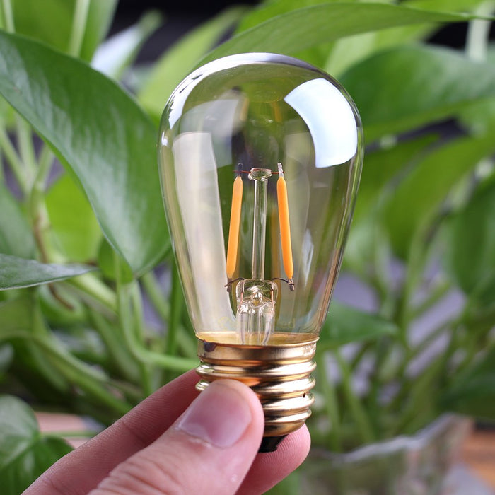 Lampy zewnętrzne, Genixgreen E27 żarówka LED ze śrubą Edisona, 1 W S14 ST45 LED żarnik zamiennik żarówki do łańcucha świetlnego, ciepła biel 2200 K, bursztynowe szkło odpowiada żarówce żarowej 10 W, nie można ściemniać, 6 sztuk