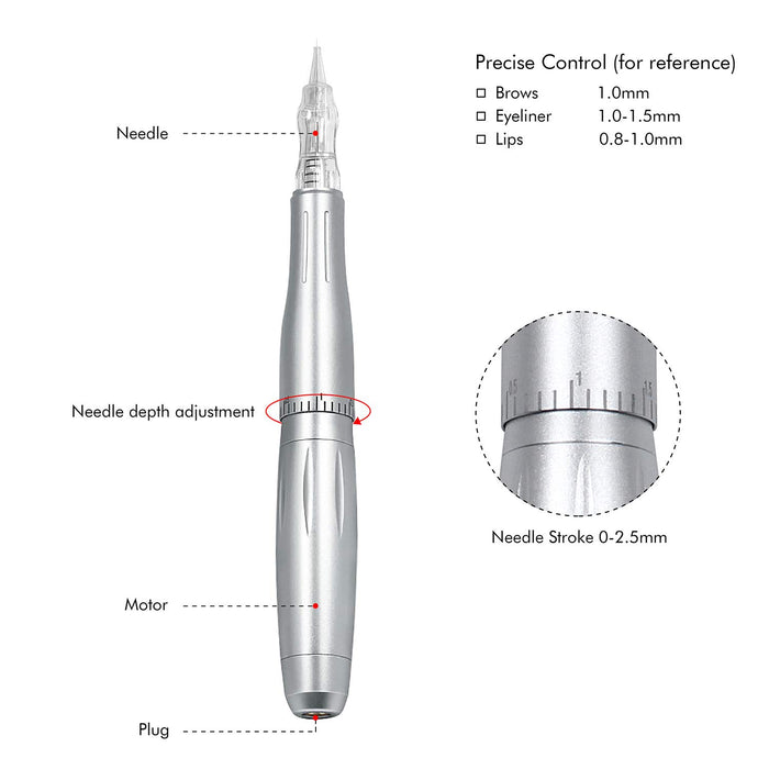 BIOMASER® Semi zestaw do makijażu permanentnego do brwi z 3 igłami do mikrobladingu