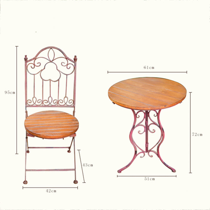 Drewniany zestaw bistro Patio Stół i krzesła, wytrzymały stolik odporny na rdzę, antyczne meble ogrodowe o klasycznym designie na podwórko w ogrodzie,Table