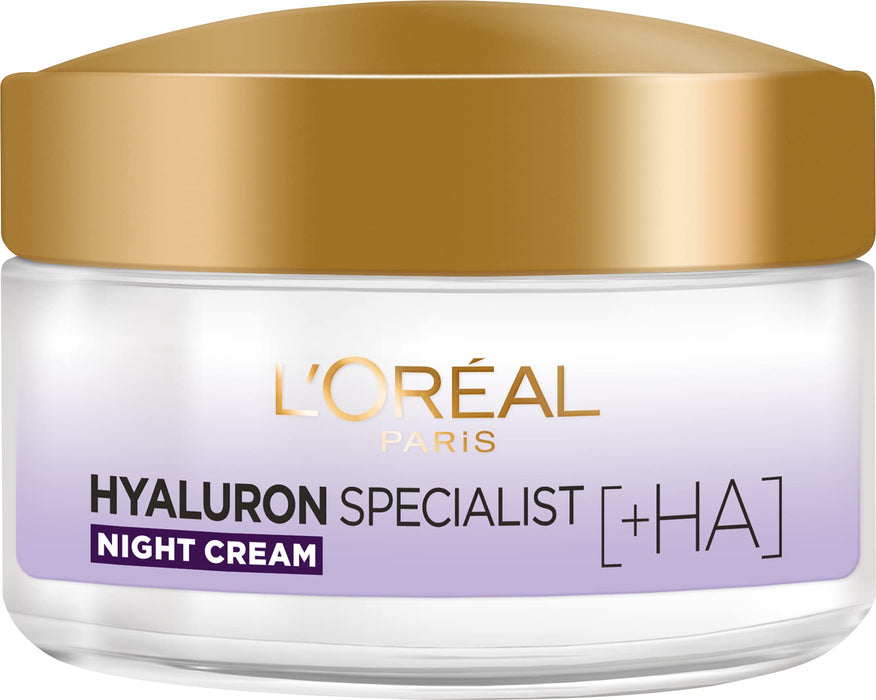 L'Oréal Paris Hyaluron Specialist nawilżający krem do twarzy na noc 25+, dwa rodzaje kwasu hialuronowego, 50 ml