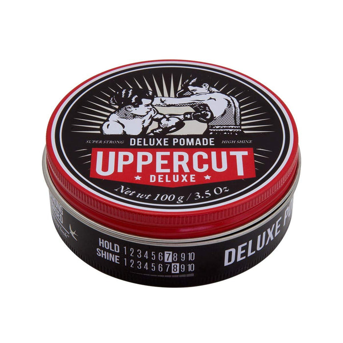 Uppercut Deluxe, Deluxe Pomade, Professional Water-Based Pomade For Men With A Strong Hold High Shine Finish, Easy to Wash Out, No Residue 100g