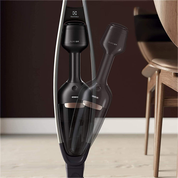 Electrolux Pure Q9 Odkurzacz bezprzewodowy 2w1,Do 50 min pracy, 21,6V, 3 prędkości, Funkcja automatycznego czyszczenia szczotki, W zestawie szczelinówka i szczotka do kurzu,PQ91-40GG,Szary