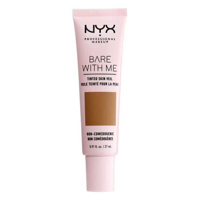 NYX Professional Makeup Bare With Me Tinted Skin Veil, krem BB, nawilżający ekstrakt z aloesu i ogórków, inspirowana pielęgnacja skóry, lekkie pokrycie, kolor: cynamon mahoń