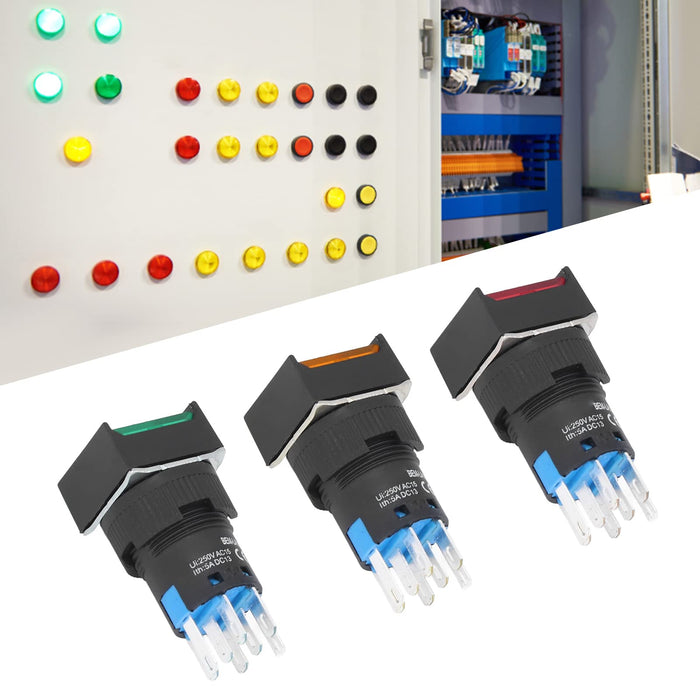 25 Sztuk Samozamykające Małe Przełączniki Zasilania Przełącznik Wciskany ze światłem 16mm Kwadrat 24V 5A do Urządzeń Automatyki Sprzęt Agd(czerwony)