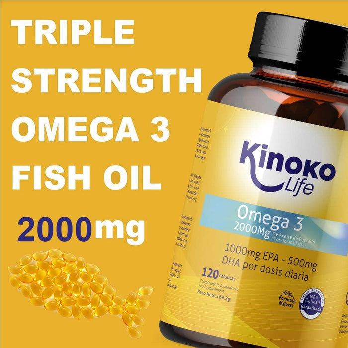 OMEGA 3 2000 mg | EPA 1000 mg | DHA 500 mg | 120 kapsułek | Dzikie ryby | Nie zawiera metali ciężkich (kadm, ołów i rtęć) | Maksymalne przyswajanie | Suplement diety z kwasami tłuszczowymi Omega 3