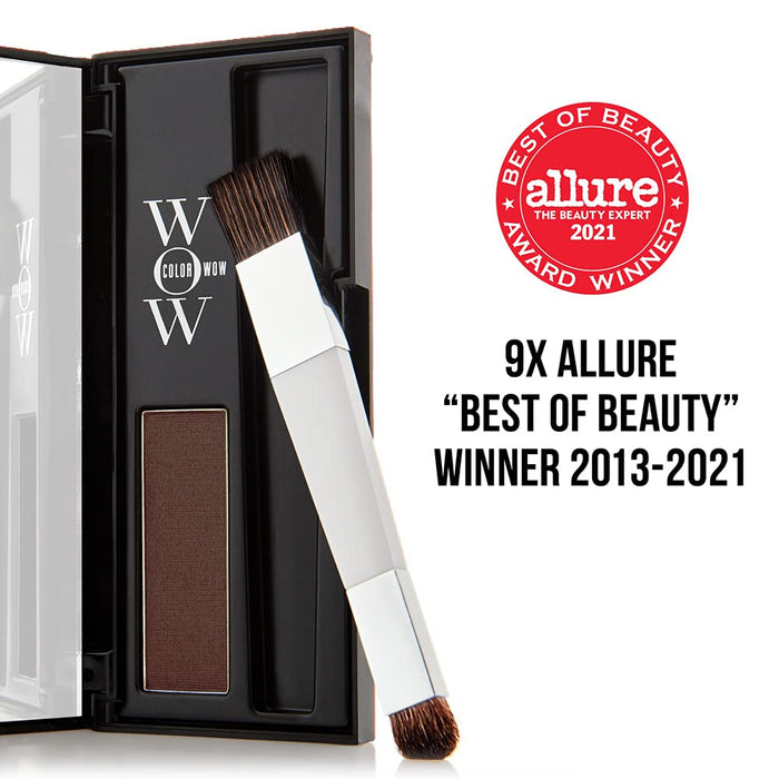 Color Wow Root Cover Up puder do rzęs, korektor do włosów dla kobiet i mężczyzn, puder z wodoodporną recepturą, perfekcyjne wykończenie, średni brąz, 2,1 g
