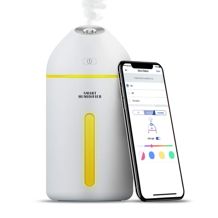 Meross Alexa Bezprzewodowy Nawilżacz, Inteligentny Ultradźwiękowy Nawilżacz USB, 8H Czas Pracy, Regulowany Kolor, dla Domu, Biura i Samochodu, 320ML Kompatybilny z Alexa, Google Assistant