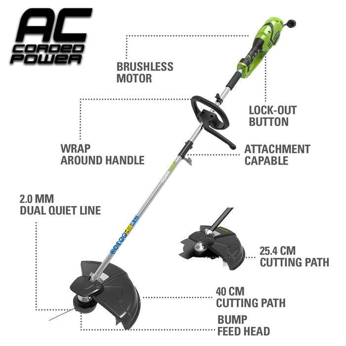 Greenworks Greenworks Accu Kantentrimmer GD24X2TX Li-Ion 2x24V 40cm Maaibreedte 5600 Tmin 2mm Draaddiameter Verstelbaar Handvat Opdeelbare Stang Met 2x4ah Accu En Oplader Met Dubbele Sleuf Greenworks Greenworks Accu Kantentrimmer GD24X2TX Li-Ion 2x24V 40cm Maaibreedte 5600 Tmin 2mm Draaddiameter Verstelbaar Handvat Opdeelbare Stang Met 2x4ah Accu En Oplader Met Dubbele Sleuf