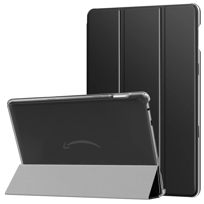 MoKo Case Compatible with All-New Kindle Fire HD 8 Tablet and Fire HD 8 Plus Tablet (10th Generation, 2020 Release), Smart Shell Stand Cover with Translucent Frosted Back - BLACK
