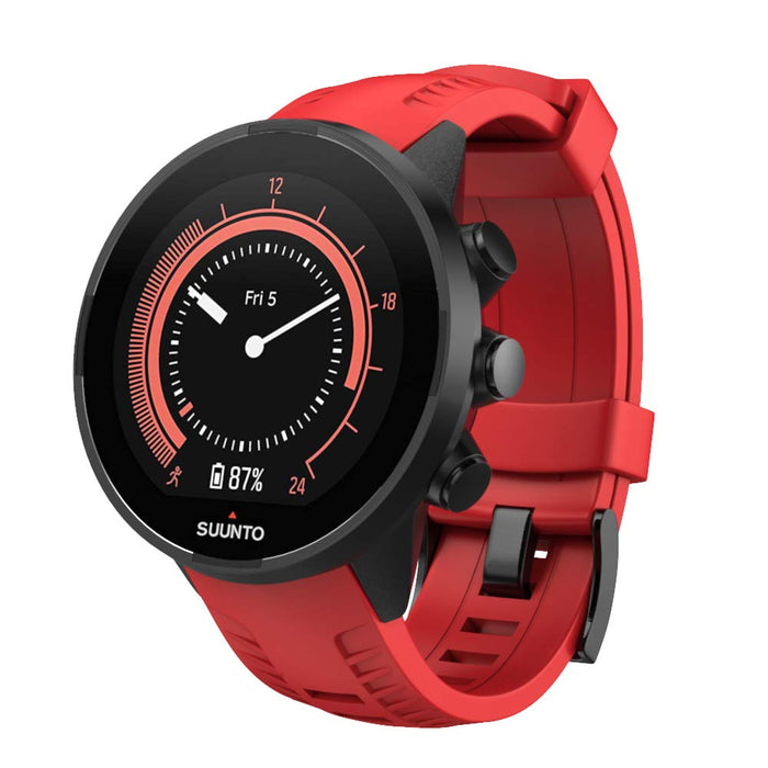 BarRan SUUNTO 9/Suunto 9 paski baro, 24 mm szybkoschnący miękki silikonowy pasek zastępczy do SUUNTO 9/Spartan Sport Wrist HR baro-czerwony