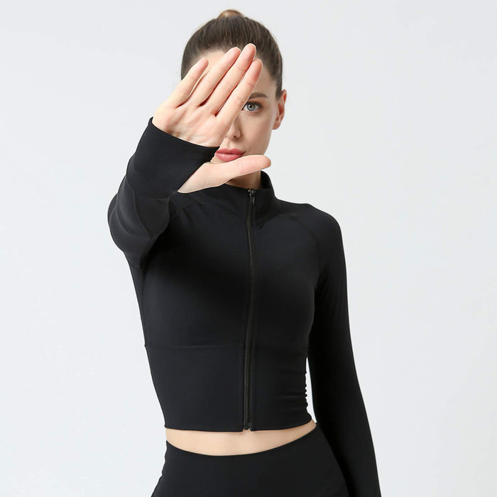 FEOYA damska kurtka sportowa z długim rękawem bluzka damska z wysokim rękawem slim slim kurtka do jogi pilates oddychająca S-XL