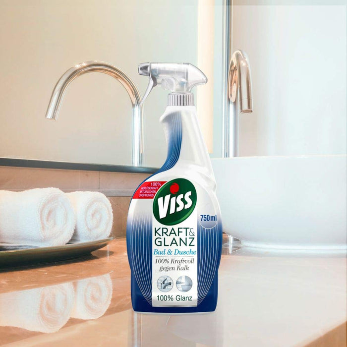 VISS Spray do czyszczenia łazienek i pod prysznic dla promiennego połysku, 100% silny przeciwko wapnowi 750 ml, 381407