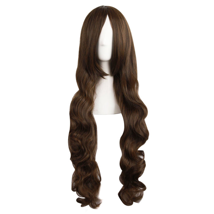 MapofBeauty 80 cm Dugo Krecony Naturalny Tom Kanekalon Bonnik Side Grzywka Cosplay Peruka (Brzowy)