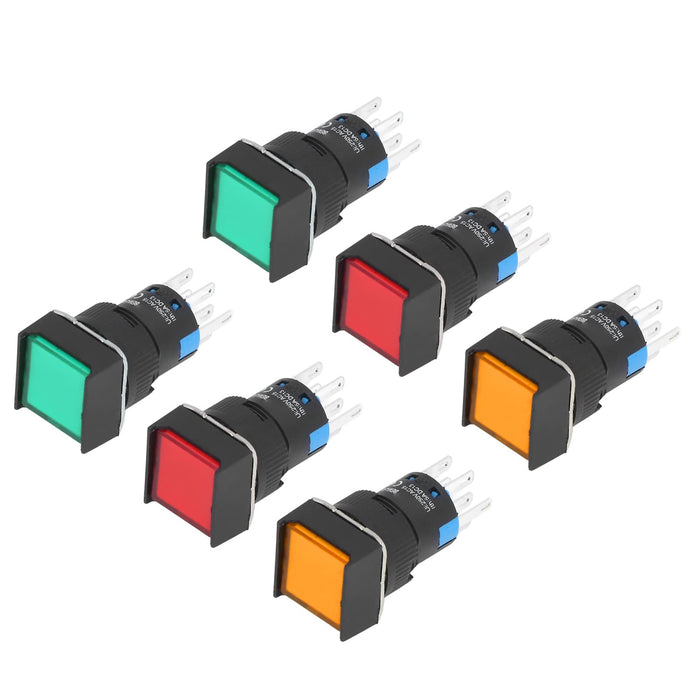 25 Sztuk Samozamykające Małe Przełączniki Zasilania Przełącznik Wciskany ze światłem 16mm Kwadrat 24V 5A do Urządzeń Automatyki Sprzęt Agd(czerwony)