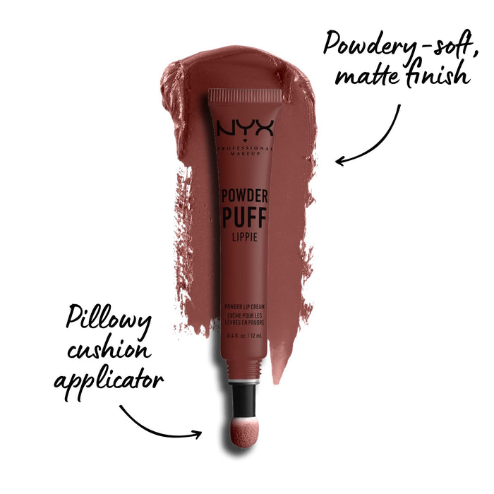 NYX Professional Makeup Powder Buff Lippie Powder Lip Cream kremowa pomadka do ust w płynie z aplikatorem w kształcie poduszki, 01 Cool Intentions, 12 ml